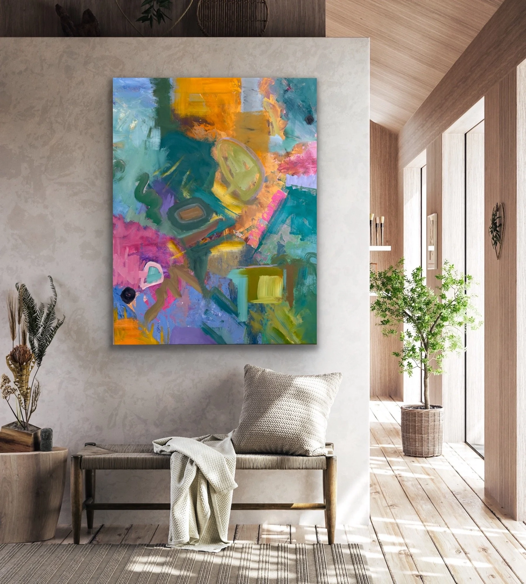 Abstract painting in modern living room