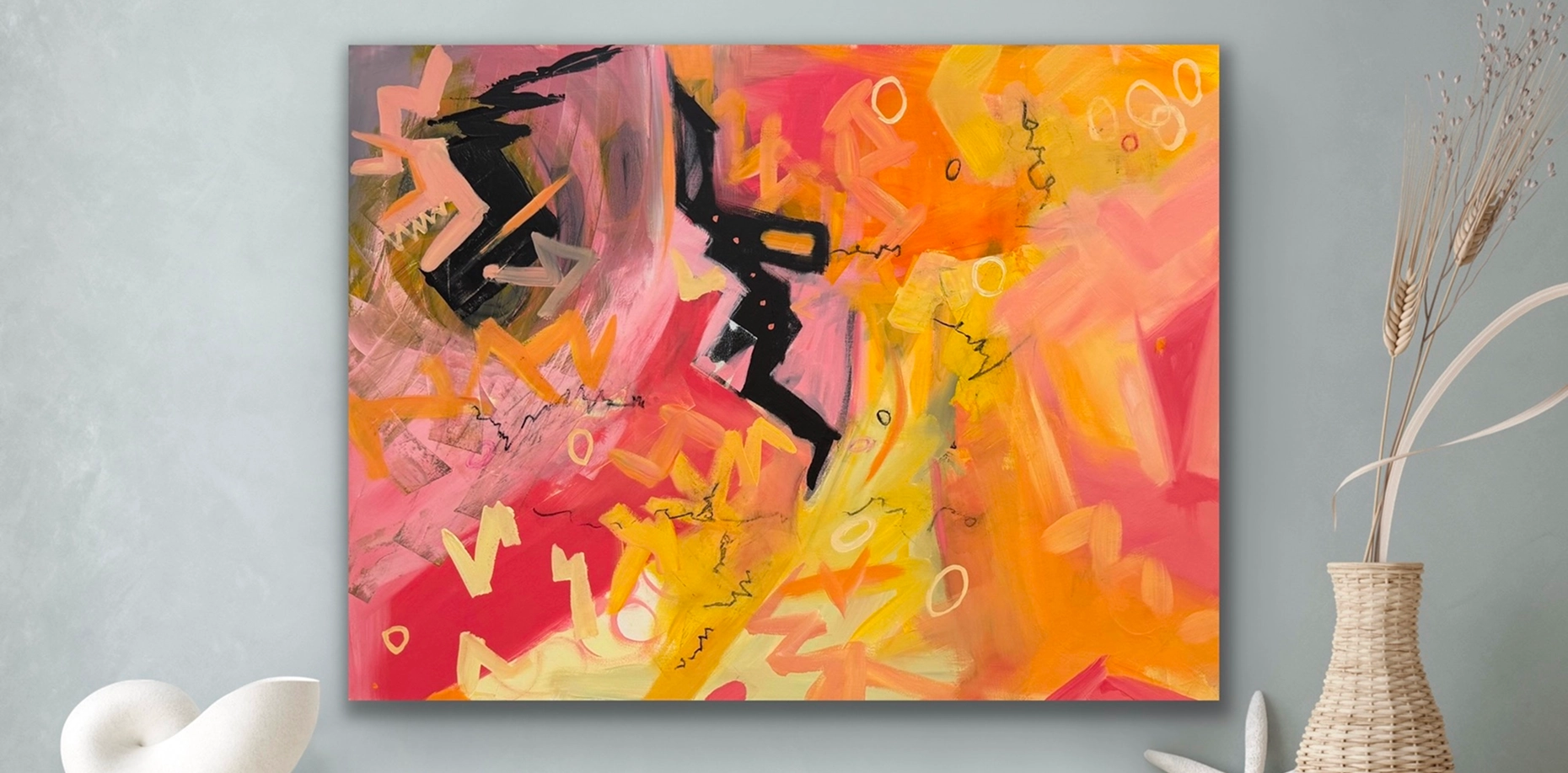 Modern abstract art in warm tones