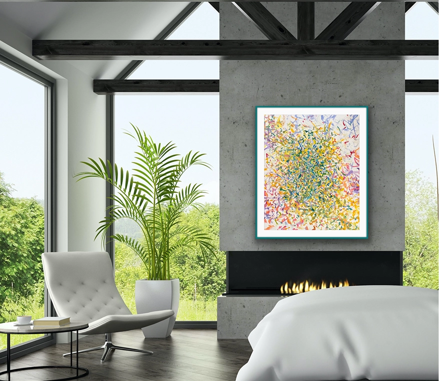 Bright room featuring contemporary art