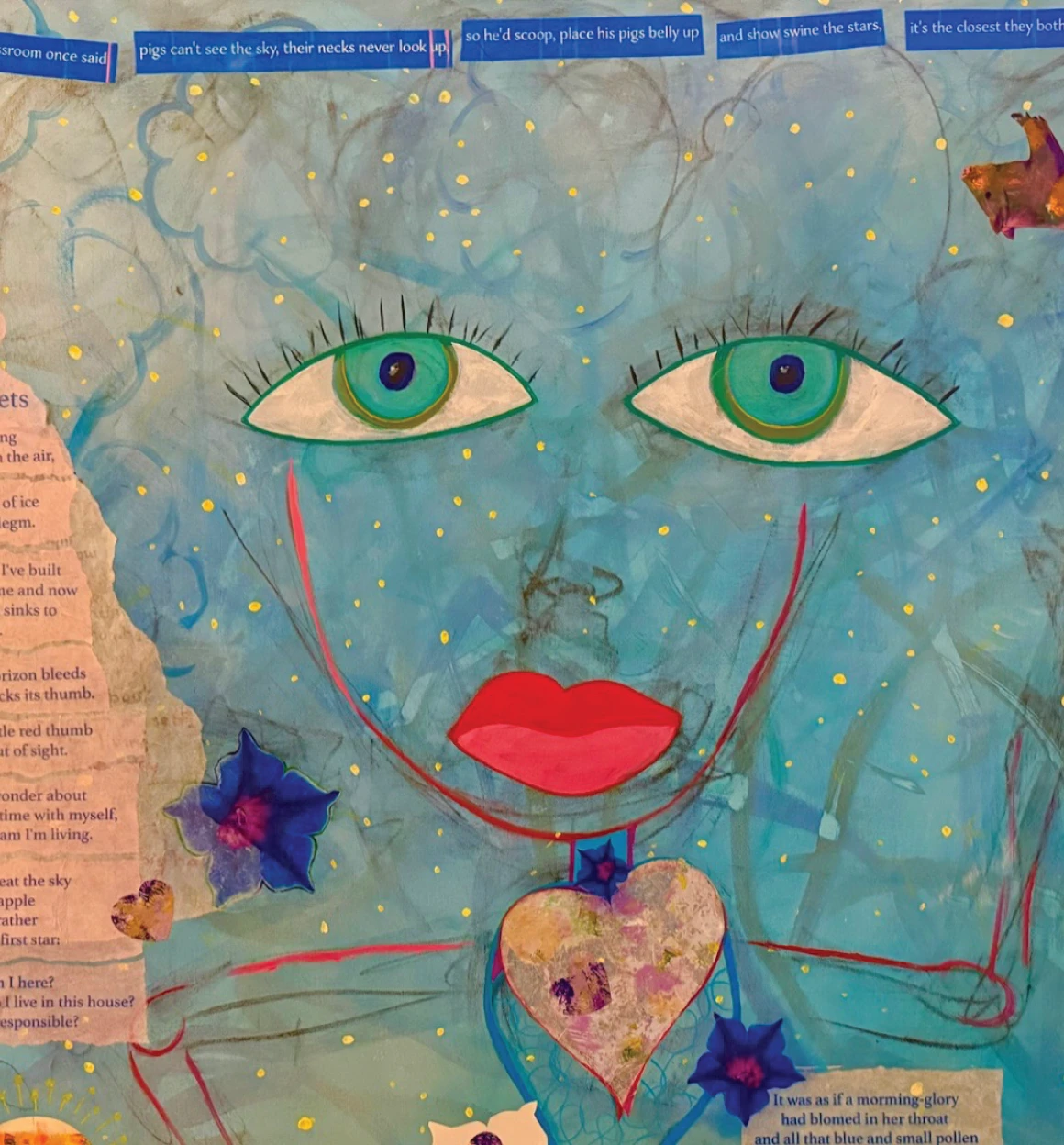 Colorful abstract face with heart detail